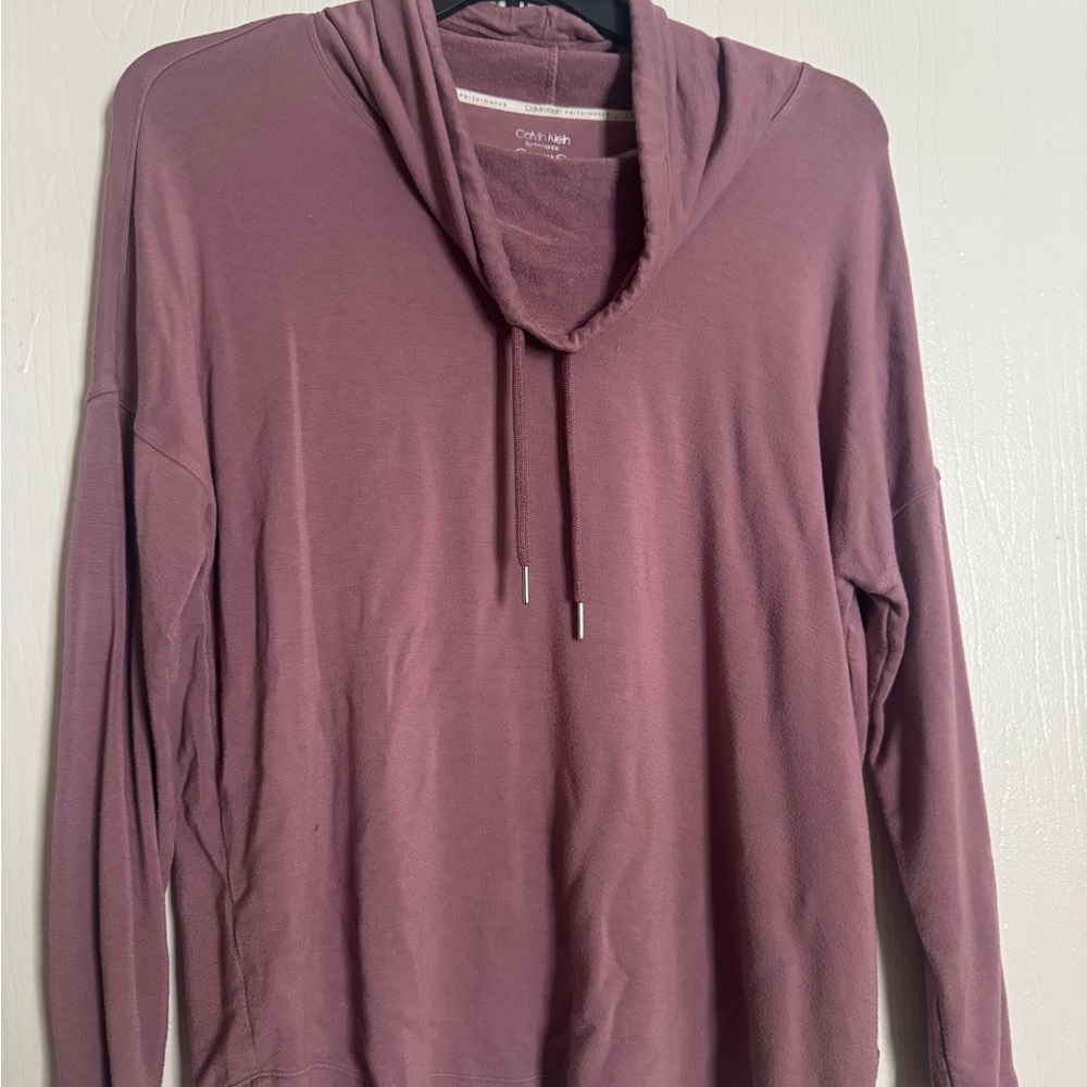 Calvin Klein Performance Stretch Cowlneck in Dusty Rose